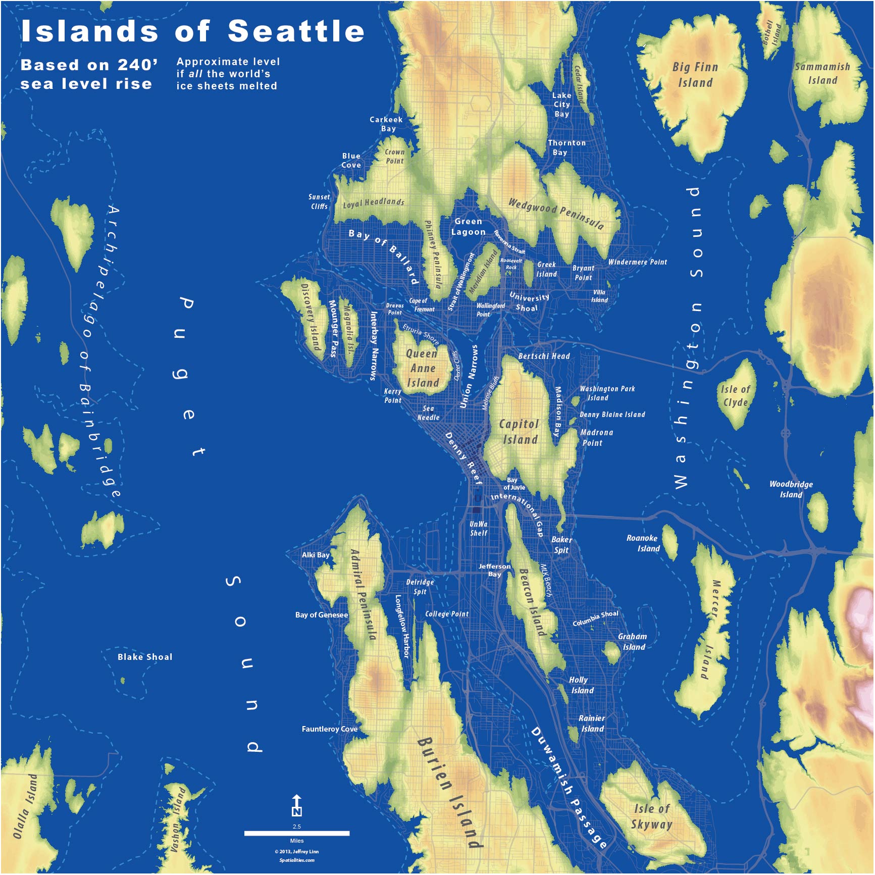 show seattle on a map Islands Of Seattle The Whole U show seattle on a map