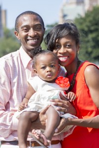 family with baby quad