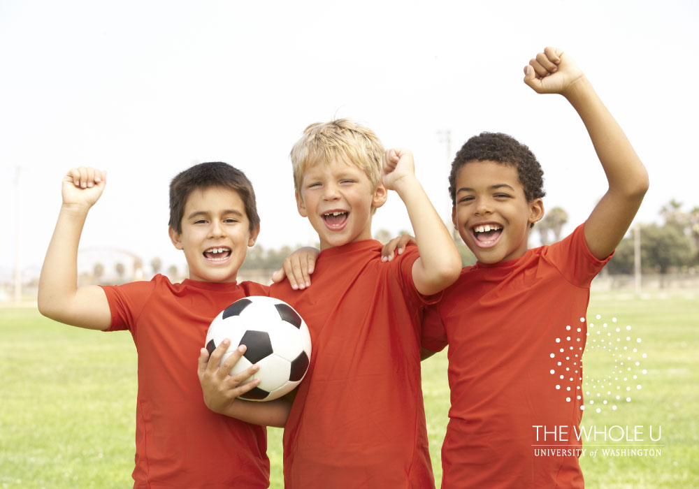 happy kids playing sports