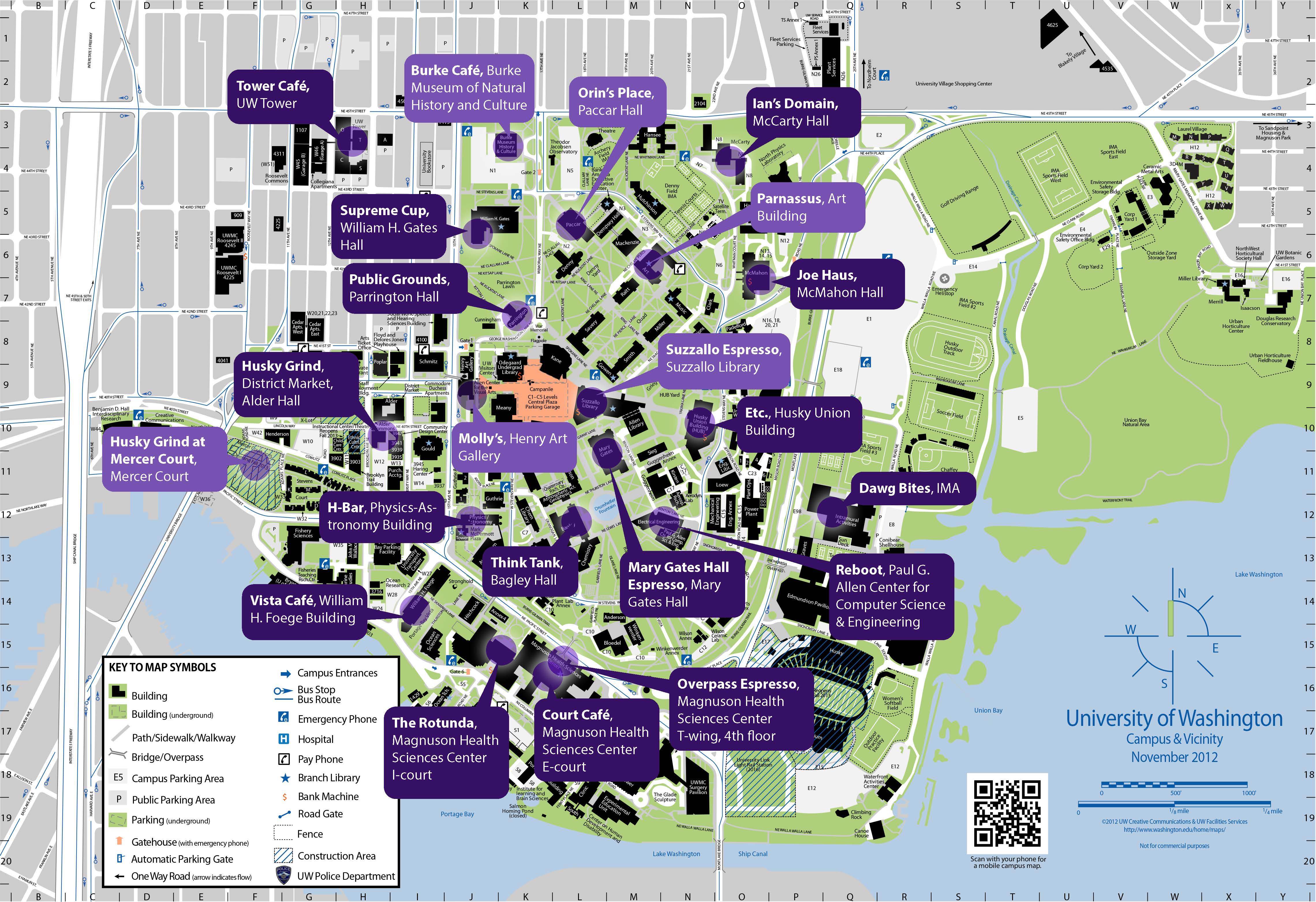 university of washington seattle map Campus Coffee Map Reviews The Whole U university of washington seattle map