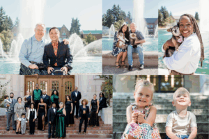 UW employees with their families on campus