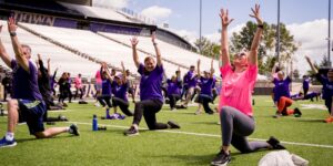 UW Fitness Day participants do a lunge