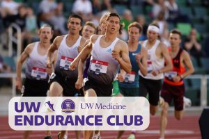 group of professional runners racing on a track.