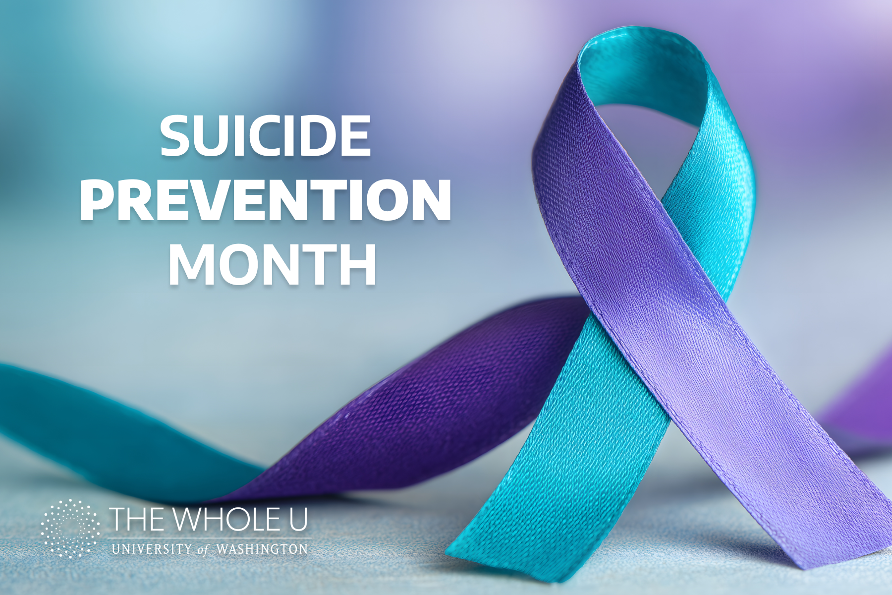 turquoise and purple ribbon with blue background