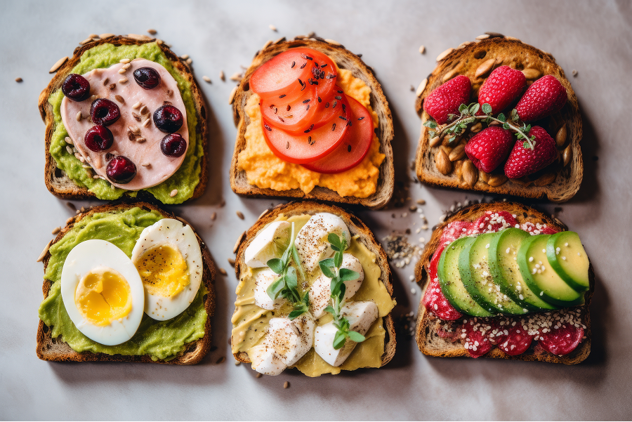 varying toasts with toppings