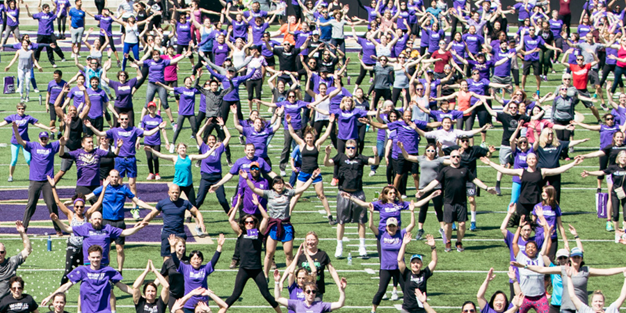 Birdseye view of the field at UW Fitness Day